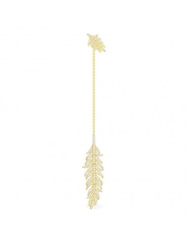 Long Mono Feather Underlobe Earring - Yellow Silver AE10787OXY vous aussi creer 