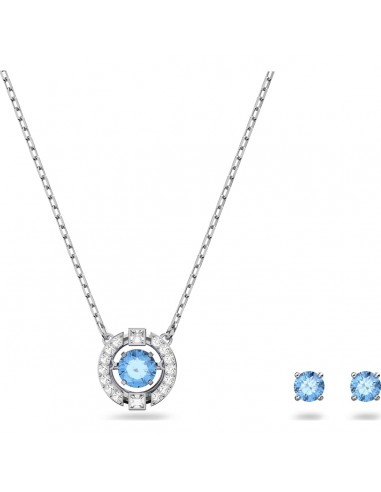 Swarovski Sparkling Dance set, Round, Blue, Rhodium plated 5480485 l'achat 