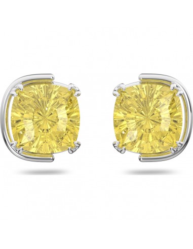 Swarovski Harmonia stud earrings, Cushion cut crystals, Yellow, Rhodium plated 5616511 votre