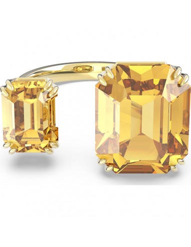 Swarovski Millenia open ring, Square cut crystals, Yellow, Gold-tone plated 5600916 5609002 5610389 pas cher 