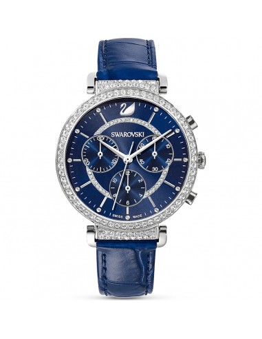 Swarovski Passage Chrono watch, Leather strap, Blue, Stainless steel 5580342 Par le système avancé 