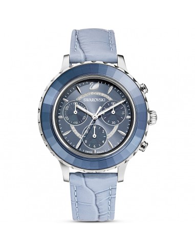 Swarovski Octea Lux Chrono watch, Leather strap, Blue, Stainless steel 5580600 de la marque