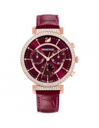 Swarovski Passage Chrono watch, Leather strap, Red, Rose-gold tone PVD 5580345 pas cher 