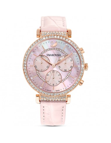 Swarovski Passage Chrono watch, Leather strap, Pink, Rose-gold tone PVD 5580352 À commander