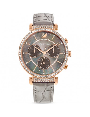 Swarovski Passage Chrono watch, Leather strap, Gray, Rose-gold tone PVD 5580348 outlet