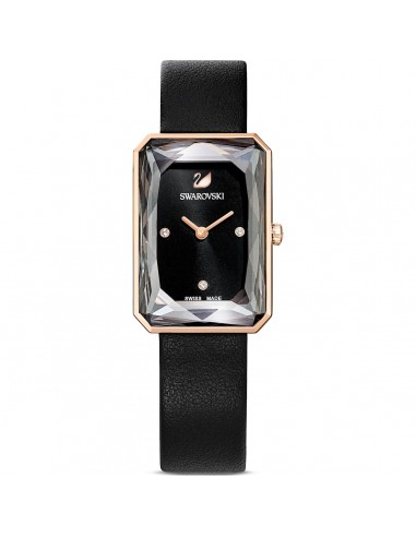 Swarovski Uptown watch, Leather strap, Black, Rose-gold tone PVD 5547710 Profitez des Offres !