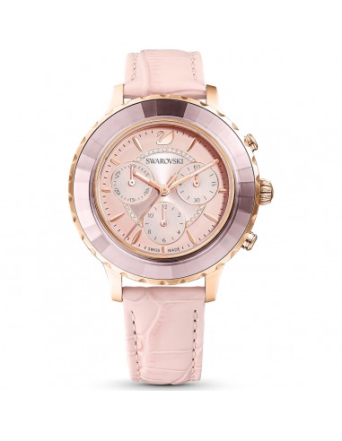 Swarovski Octea Lux Chrono watch, Leather strap, Pink, Rose-gold tone PVD 5452501 50% de réduction en Octobre 2024