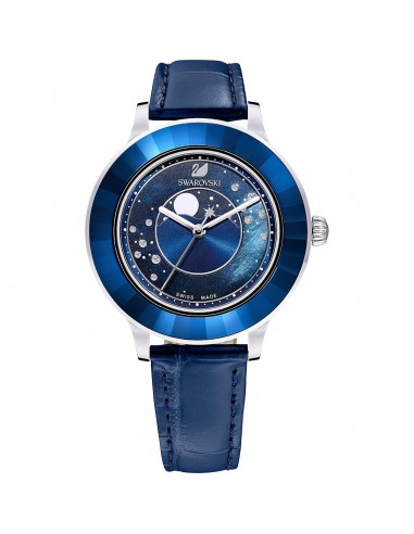 Swarovski Octea Lux watch, Moon, Leather strap, Blue, Stainless steel 5516305 l'évolution des habitudes 