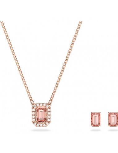 Swrovski Millenia set, Octagon cut Swarovski Zirconia, Pink, Rose-gold tone plated 5620548 pas cher