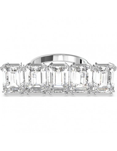 Swarovski Millenia cocktail ring, White, Rhodium plated 5601593 les muscles