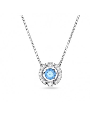 Swarovski Sparkling Dance necklace Round, Blue, Rhodium plated 5279425 pas cheres