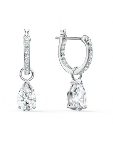 Swarovski Attract hoop earrings Pear cut crystal, White, Rhodium plated 5563119 rembourrage situé sous