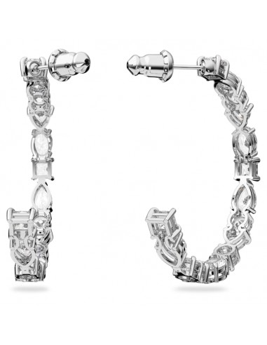 Swarovski Tennis Deluxe hoop earrings Precision cut crystals, White, Rhodium plated 5562128 l'achat 