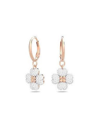 Latisha hoop earrings Flower, White, Rose gold-tone plated 5636517 une grave pollution 