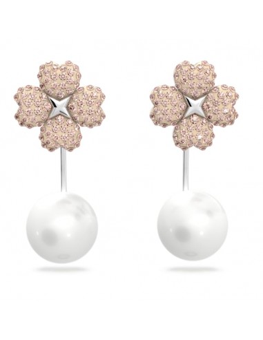 Latisha earring jackets Flower, Pink, Rhodium plated 5636486 pas cheres