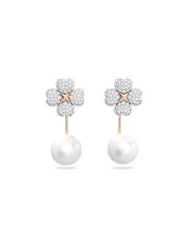 Latisha earring jackets Flower, White, Rose gold-tone plated 5636487 les muscles