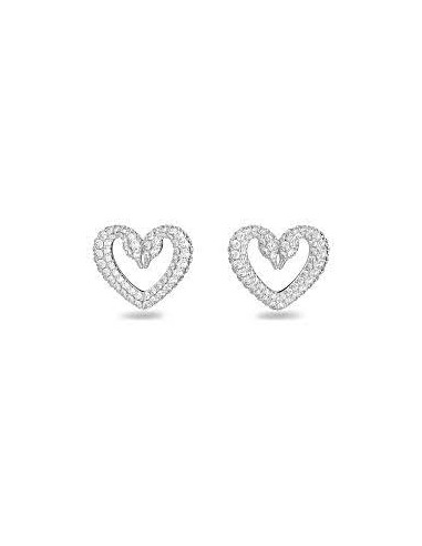 Una stud earrings Heart, Small, White, Rhodium plated 5625535 5628659 votre