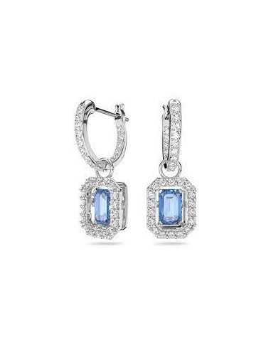 Millenia drop earrings Octagon cut, Blue, Rhodium plated 5619500 Amélioration de cerveau avec