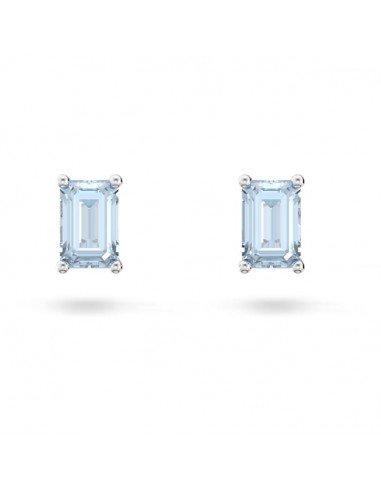 Swarovski Stilla stud earrings Cushion cut, Blue, Rhodium plated 5639134 solde