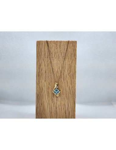 10K gold blue topaz and diamond necklace   8855 destockage