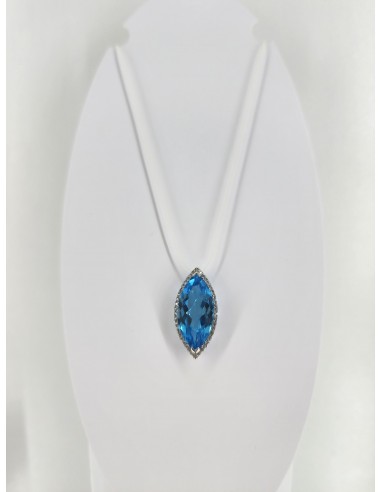 10K white gold London blue topaz and white topaz necklace  18346 Voir les baskets