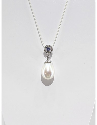 10K white gold pearl, diamond and tanzanite pendant  18347 Venez découvrir notre 