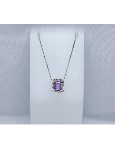 14K White Gold Diamond Amethyst Necklace solde