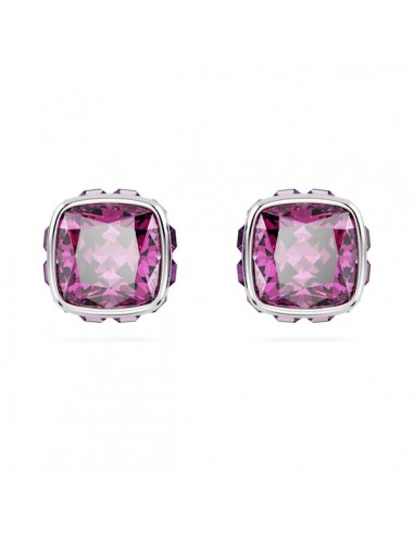 Swarovski Birthstone stud earrings Square cut, February, Purple, Rhodium plated 5660797 votre