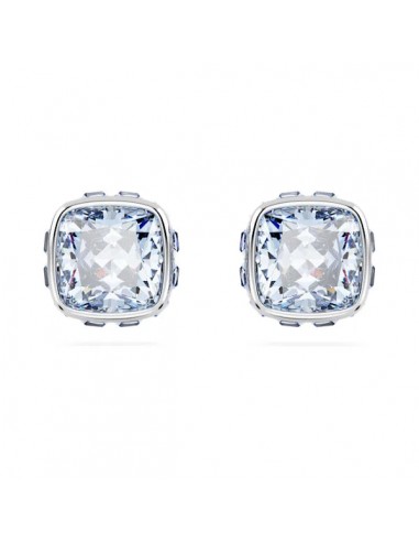 Swarovski Birthstone stud earrings Square cut, March, Blue, Rhodium plated 5660800 basket pas cher