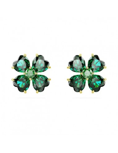 Swarovski Idyllia stud earrings Clover, Green, Gold-tone plated 5666236 votre