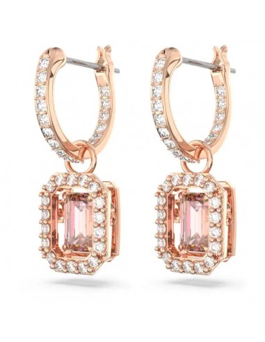 Swarovski Una drop earrings Octagon cut, Pink, Rose gold-tone plated 5649474 pas cher chine