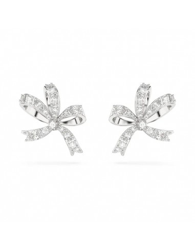 Swarovski Hyperbola stud earrings Bow, Small, White, Rhodium plated 5647579 la livraison gratuite