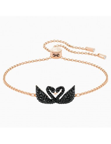 Swarovski Iconic Swan Bracelet Double Swan Bracelet, Black, Rose Gold 5344132 la chaussure