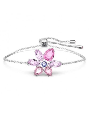 Swarovski Gema bracelet Mixed cuts, Flower, Pink, Rhodium plated 5658396 pas cher