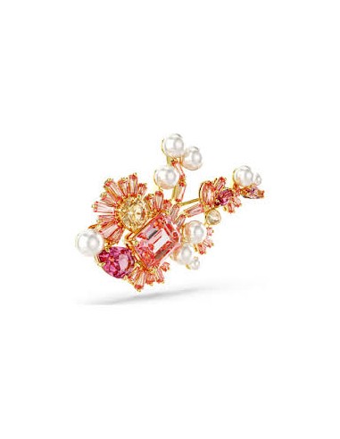 Swarovski Gema brooch Crystal pearl, Mixed cuts, Flower, Pink, Gold-tone plated 5688478 Les magasins à Paris et en Île-de-France