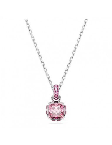 Swarovski Birthstone pendant Square cut, October, Pink, Rhodium plated 5651791 outlet