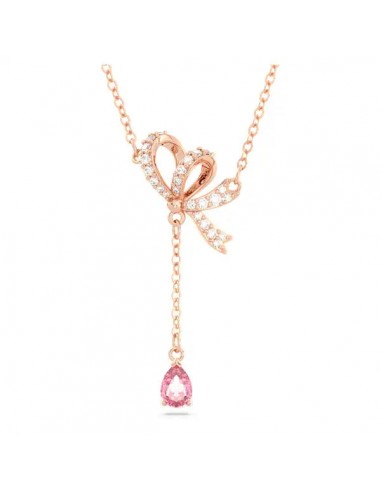 Swarovski Hyperbola Y pendant Bow, Pink, Rose gold-tone plated 5647569 la chaussure