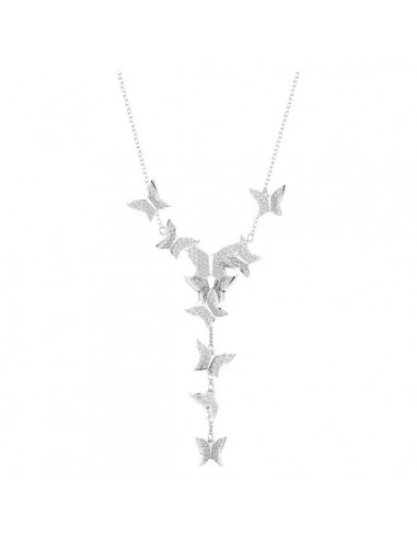 Swarovski Lilia Y necklace Butterfly, White, Rhodium plated 5636415 Livraison rapide