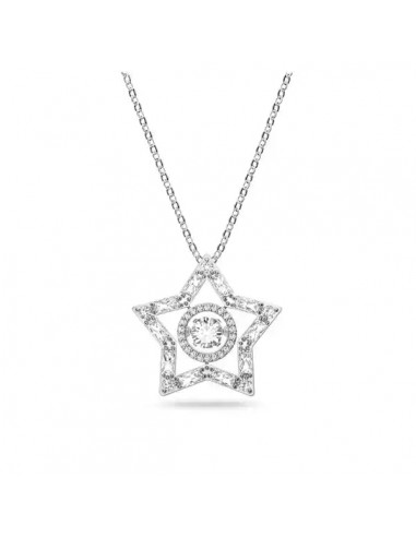 Swarovski Stella pendant Mixed cuts, Star, Long, White, Rhodium plated 5617919 Profitez des Offres !