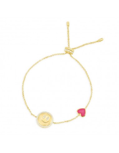 APM Neon Pink Heart & Happy  Face Adjustable Bracelet AB4394XFRY une grave pollution 