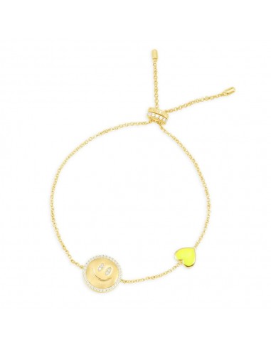 APM Neon Yellow Heart & Happy  Face Adjustable Bracelet AB4394XFYY les muscles