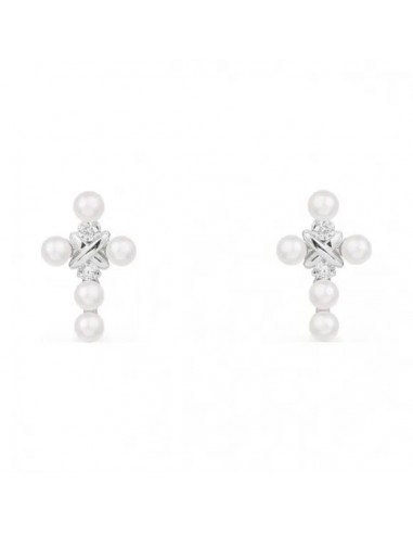 APM Cross Earrings with Pearls - Silver AE12709XPL Comparez plus de prix