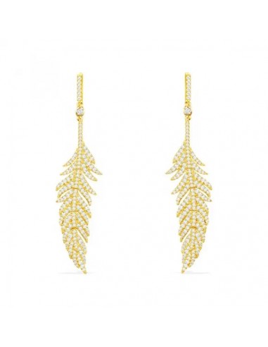 APM Sterling Silver Gold-Plated Feather Dropping Earrings AE11097OXY Amélioration de cerveau avec