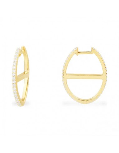 APM Sterling Silver Maille Marine Hoop Earrings - Gold plated Silver AE13018OXY pas cher