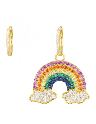 APM WONDERLAND Asymmetric Colorful Rainbow Earrings Silver Gold-Plated AE11269MY basket pas cher