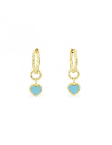 APM ETE Lagoon Blue Hoop Earrings with Circle & Heart - Yellow Silver AE13209TUY Voir les baskets