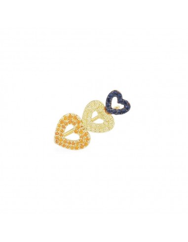 APM Single Triple Heart Earring Silver Gold-Plated AE12723MY chez Cornerstreet bien 