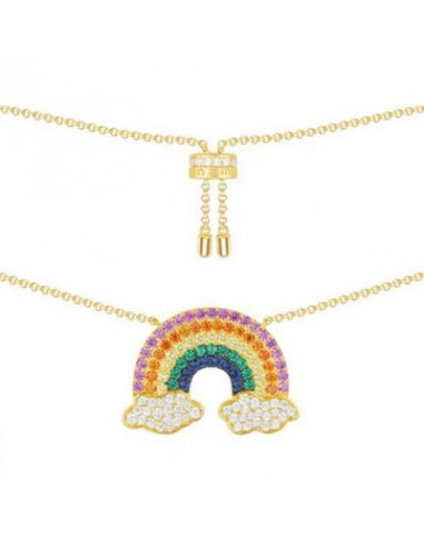 APM Adjustable Rainbow Necklace Multi-Color Silver Yellow Gold Plated AC4425MY pas chere