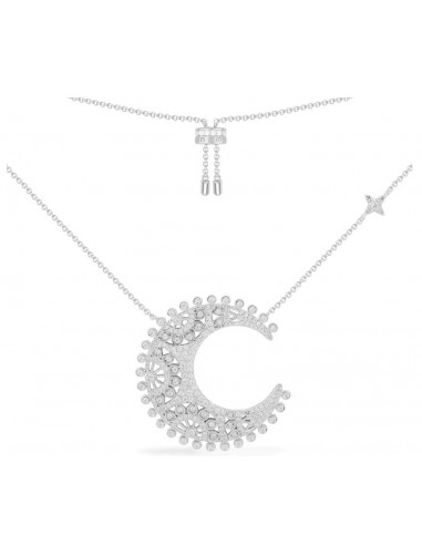 APM Adjustable Moon Statement Necklace Silver AC5531OX Pour