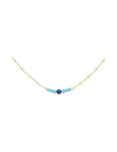 APM Adjustable Blue Stone Necklace Silver Gold-Plated AC5892MY de votre